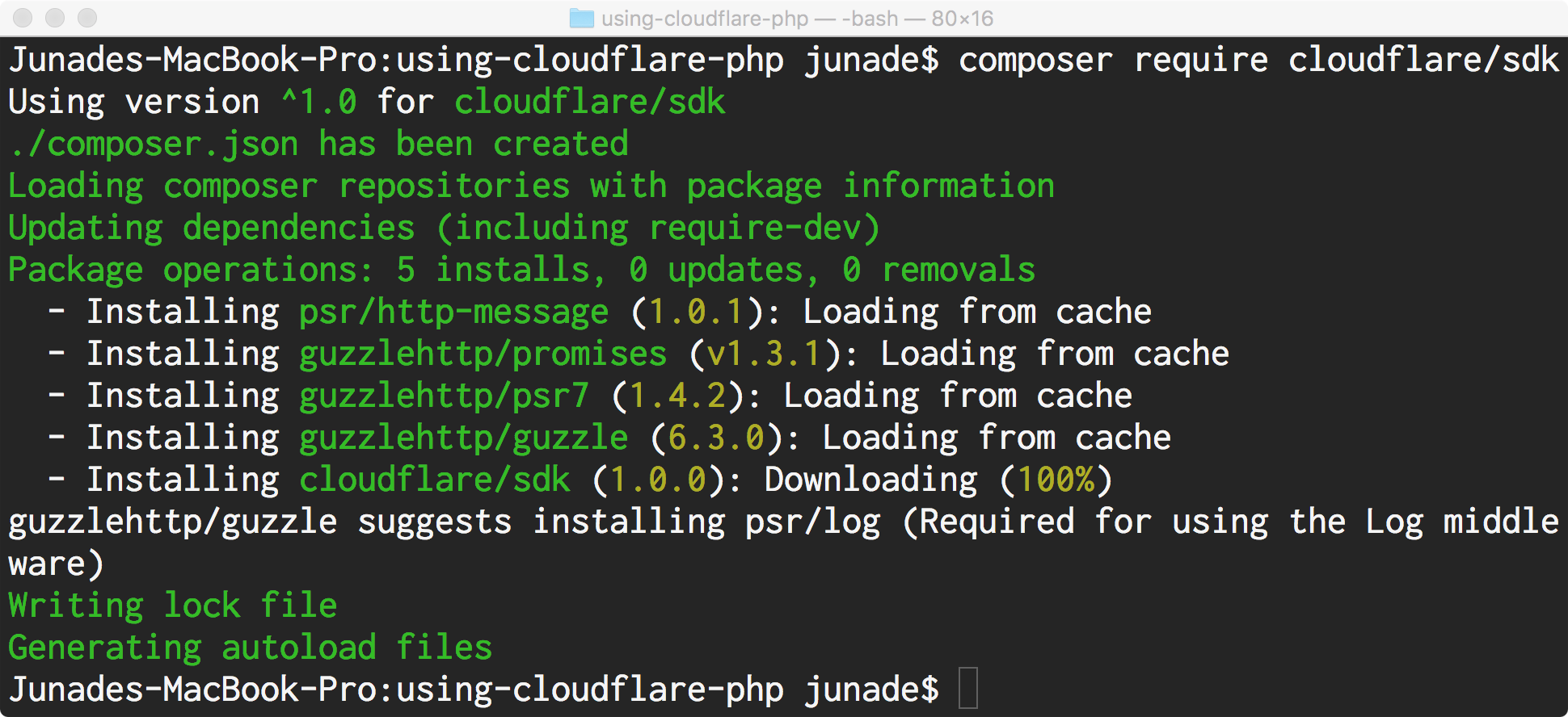 Code - composer require cloudflare/sdk