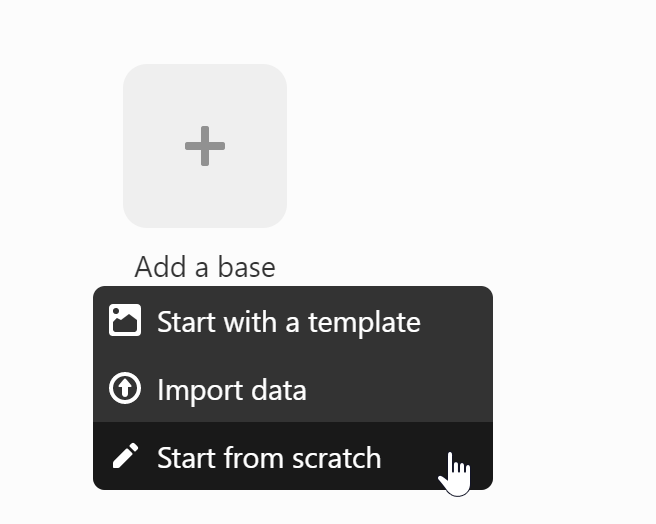 Creating a new base in Airtable&rsquo;s user interface