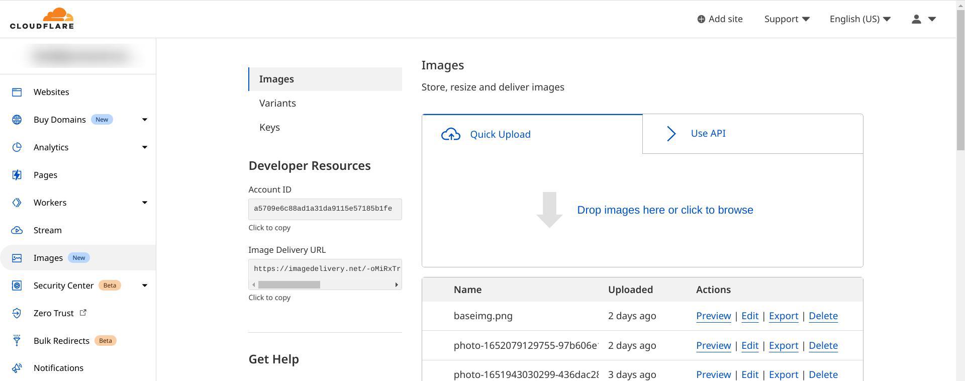 Where to find your Cloudflare Images account ID