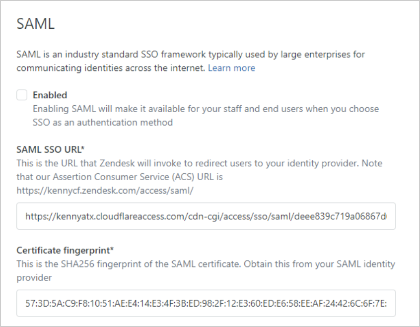 Zendesk fingerprint